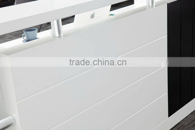 High end high gloss painting modern white office reception desk 2016
