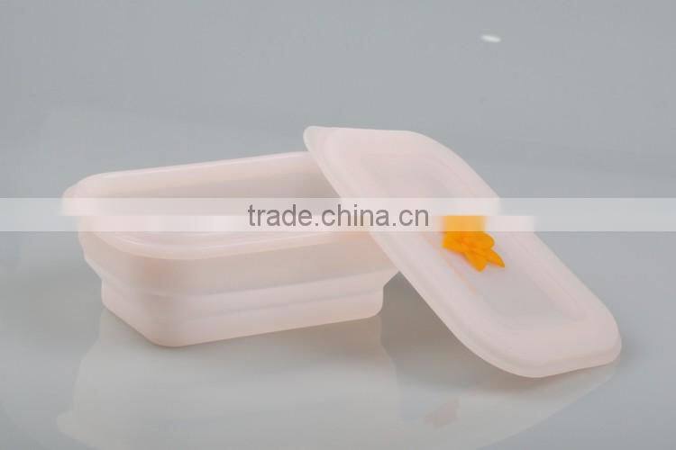 Outdoor Camping Collapsible Silicone Foldable Leakproof Bento Lunch Meal Box Container