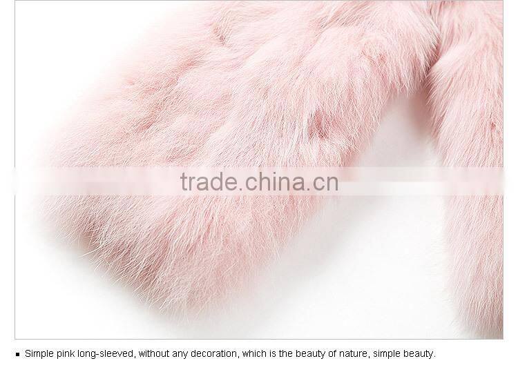 wholesale real pink fox fur jacket coat for women