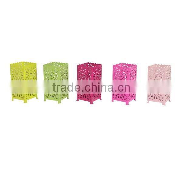 Promotion colorful punch metal candle holder mini lanterns