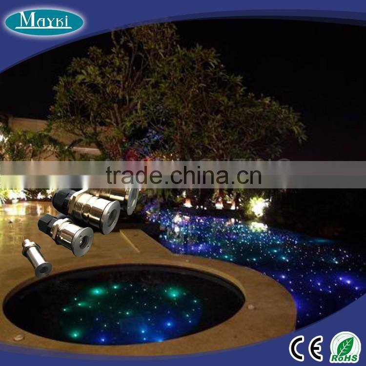 Fiber optic light for pool with flexible fibre and high power LED illuminator