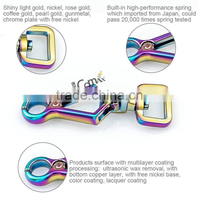 New Design Fashion Rainbow Color Metal Swivel Snap Hook For Clutch Bag
