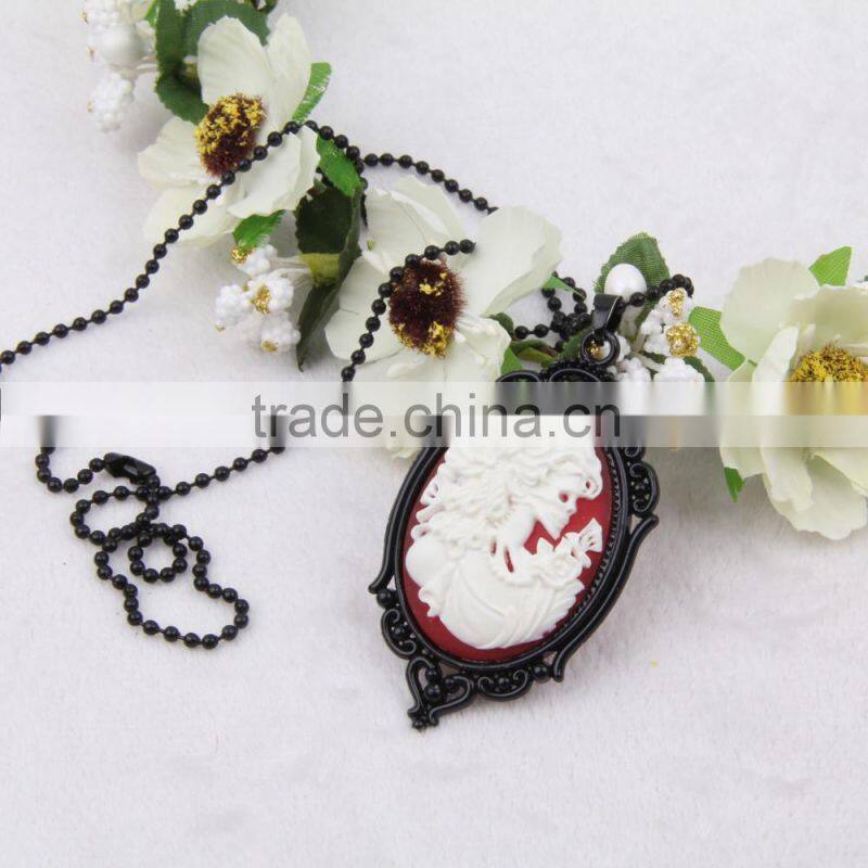 fashion jewelry necklace steampunk necklace skeleton silhouette cameo pendant 2015 new party dress made in China yiwu