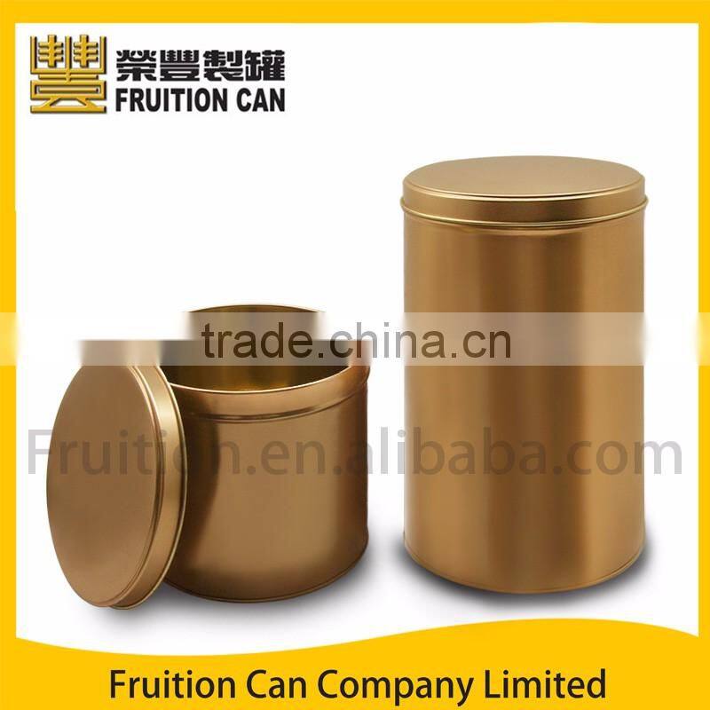 Tall round cookie or popcorn tin with slip cover