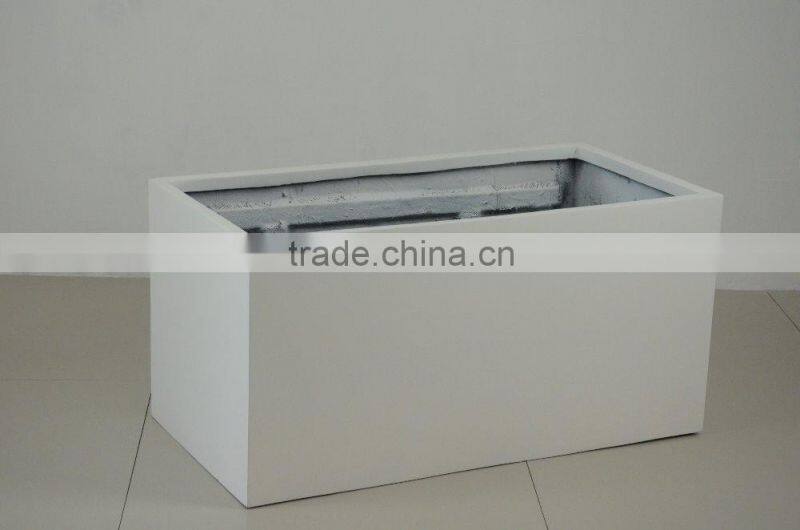 matt white rectangle garden use ply resin flower pot