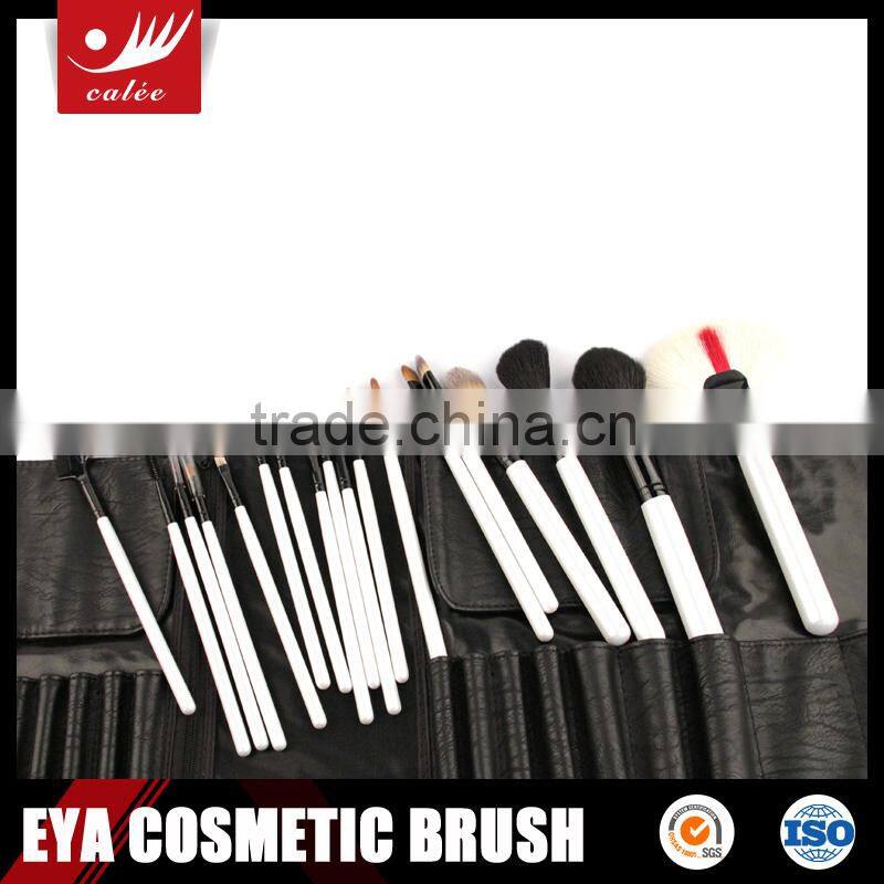 Eya cosmetic brush set,made of white wooden handle and black aluminum ferrule