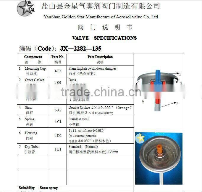 Snow spray valve and actuator