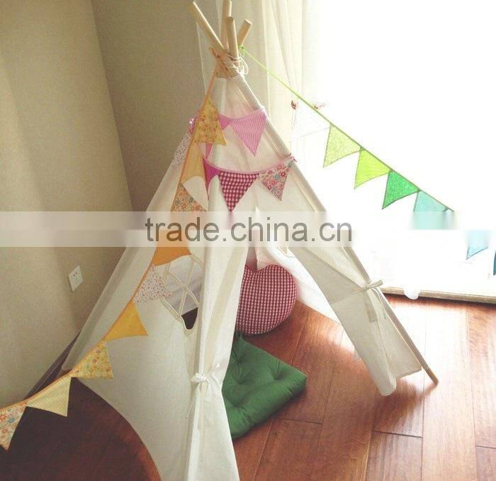 Classic Solid White Four Poles Two Windows Style Indian Kids Teepee Tent Great Gift for Children' Birthday, Christmas