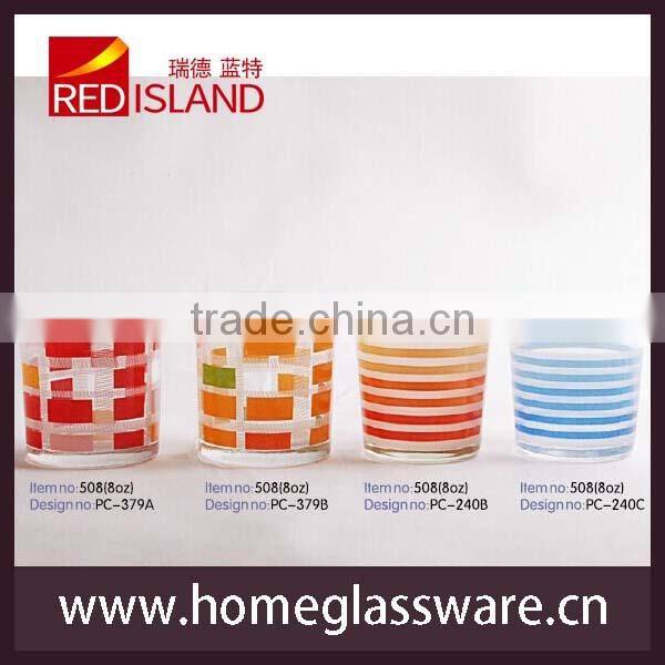 8 oz high quality fashion screen printing glass cup with fruit designs