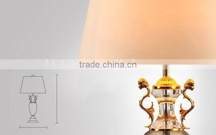Gold plated hardware decortive crystal table lamp with lampshade