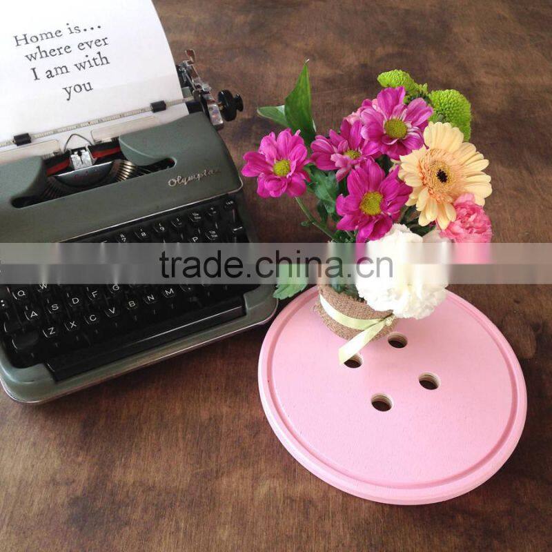 Solid Wood Painting Color Botton Shape Placemat Food Safe Water Proof Beech Coaster with Cute Shape CNC Customerization Coasters