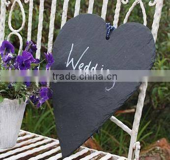 Natural Hanging heart shaped slate with vase