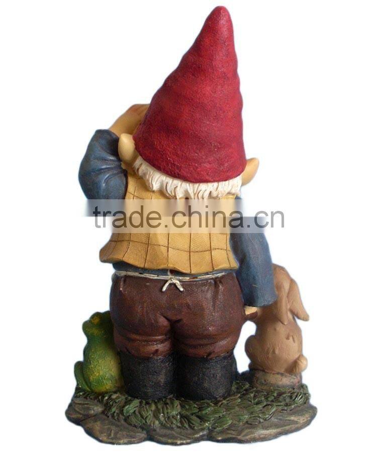 Popular cute resin elf with rabbit and frog garden statues