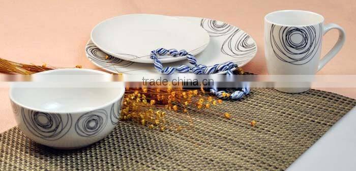 KC-00646 porcelain plate with mug printed ceramic plate with mug