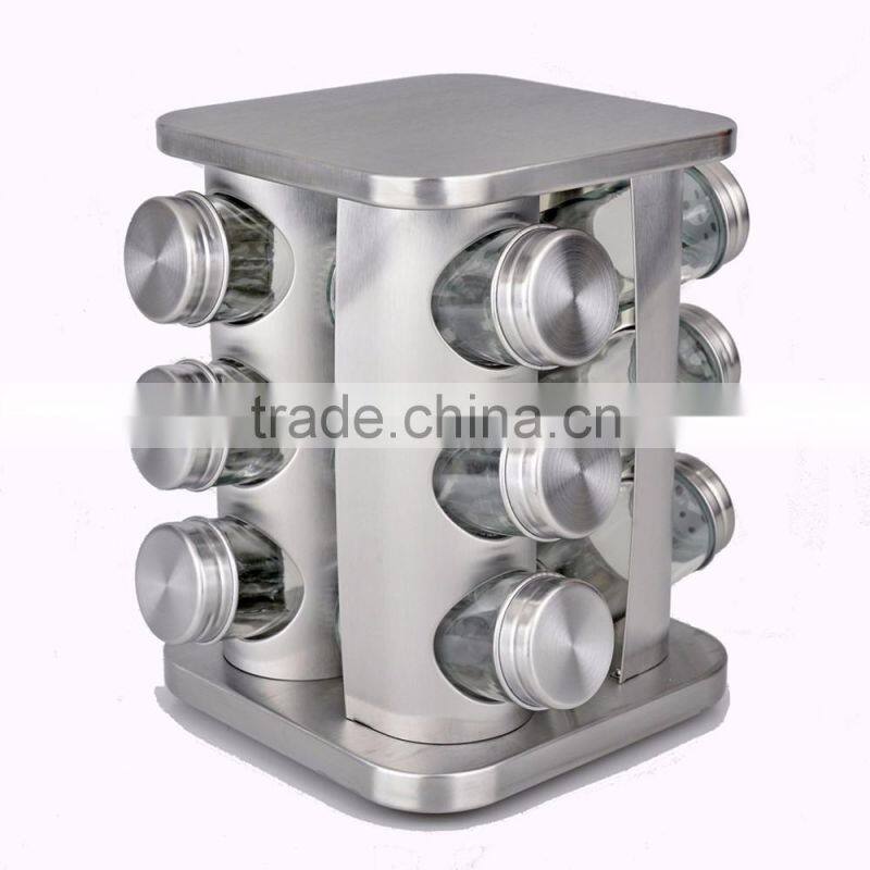 Hot Sale 12 Pieces Stainless Steel Magnetic Spice Container Set