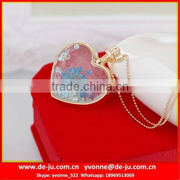 Fancy Unique Clear Glass Heart Pendant Necklace