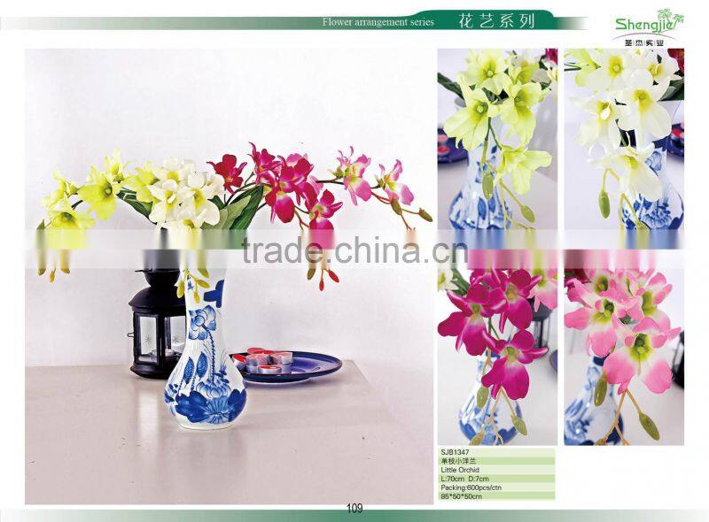 Sleek realistic artificial flower orchid in vase