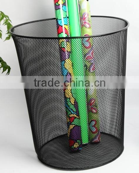 China Factory Office Suppliers Metal Wire Mesh Black Round Waste Bin