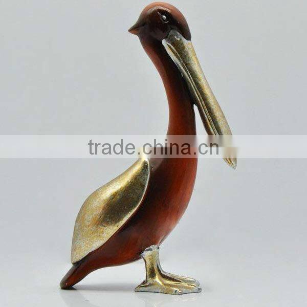 Antique vintage wood effect polyresin pelican statues
