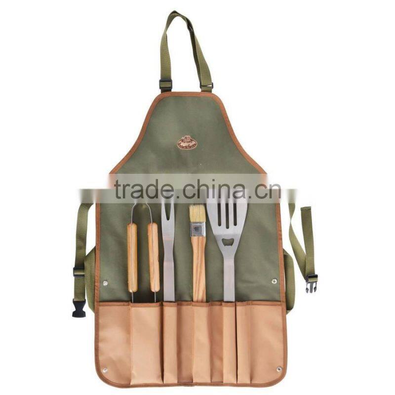 WS-BQ01 Outdoor stainless steel grill bbq tool set with apron portable bag