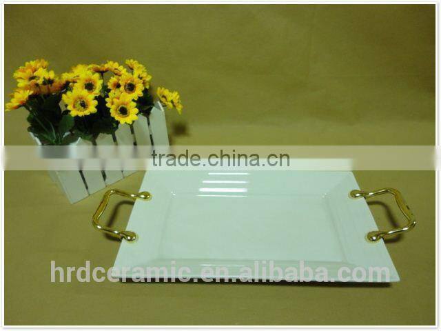 China stock ceramic dinner plates with handles