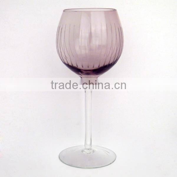 Purple Wine Glass With Clear Stem