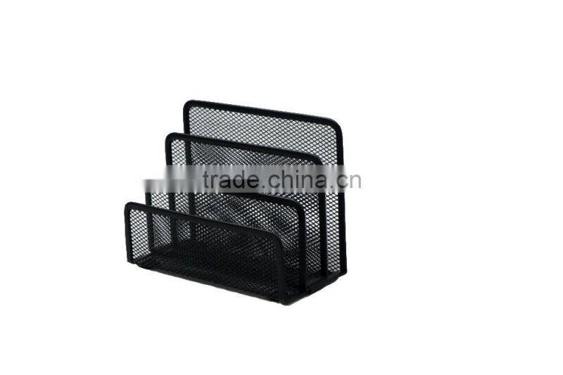 3 Divided Metal Mesh Desktop Paper And Letter Holder