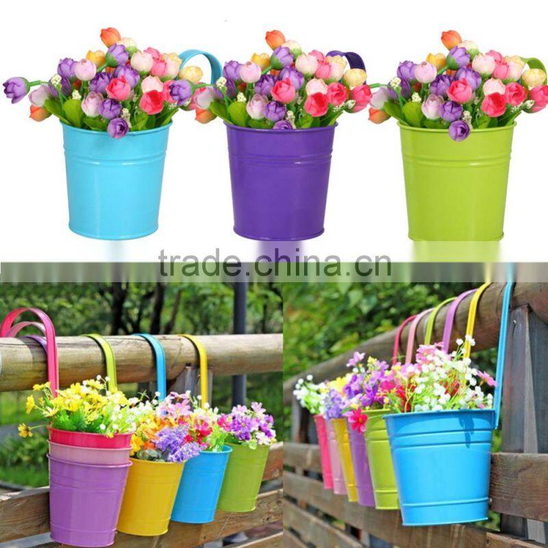 Metal indoor balcony hanging galvanized flower pot/ metal gardening plant pot