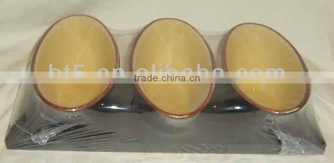 Set of 3 oval porcelain snack tray snack bowl snack dish