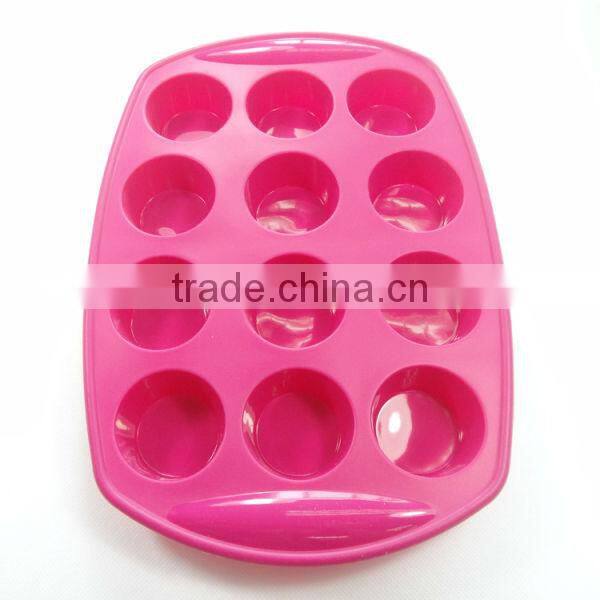 Wholesale 12 holes big silicone cake baking oven palm kernel cake mold, cooki cake mould