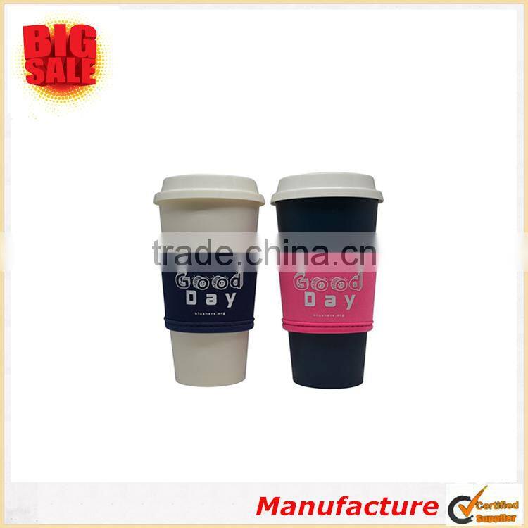 Hot selling simple pattern neoprene reusable cup sleeves brown purple blue and pink colored cup sleeves