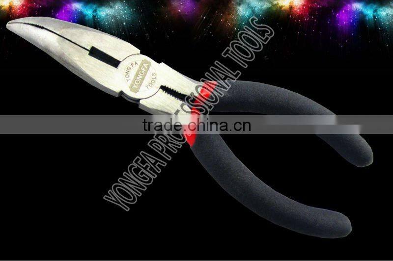 YF2287 professional dipped PVC handle bent nose pliers