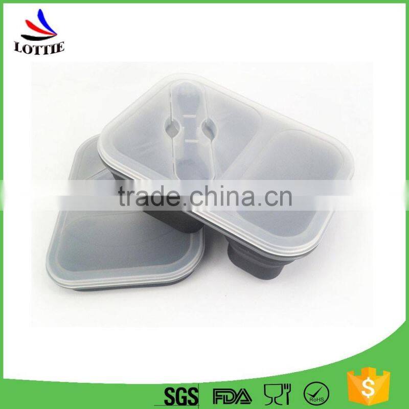 2016 FDA & LFGB standard silicone lunch box with spoon
