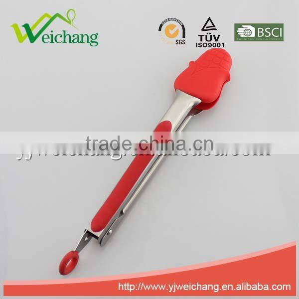 WCHXK05 Premium Comfort Stainless Steel Locking corn shape Food Tongs with Heat Resistant Silicone Heads, Good Grip