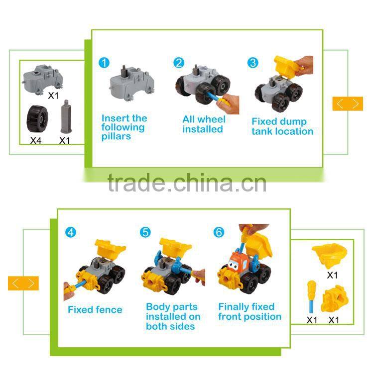 Most popular plastic cartoon truck toy take apart toy cars