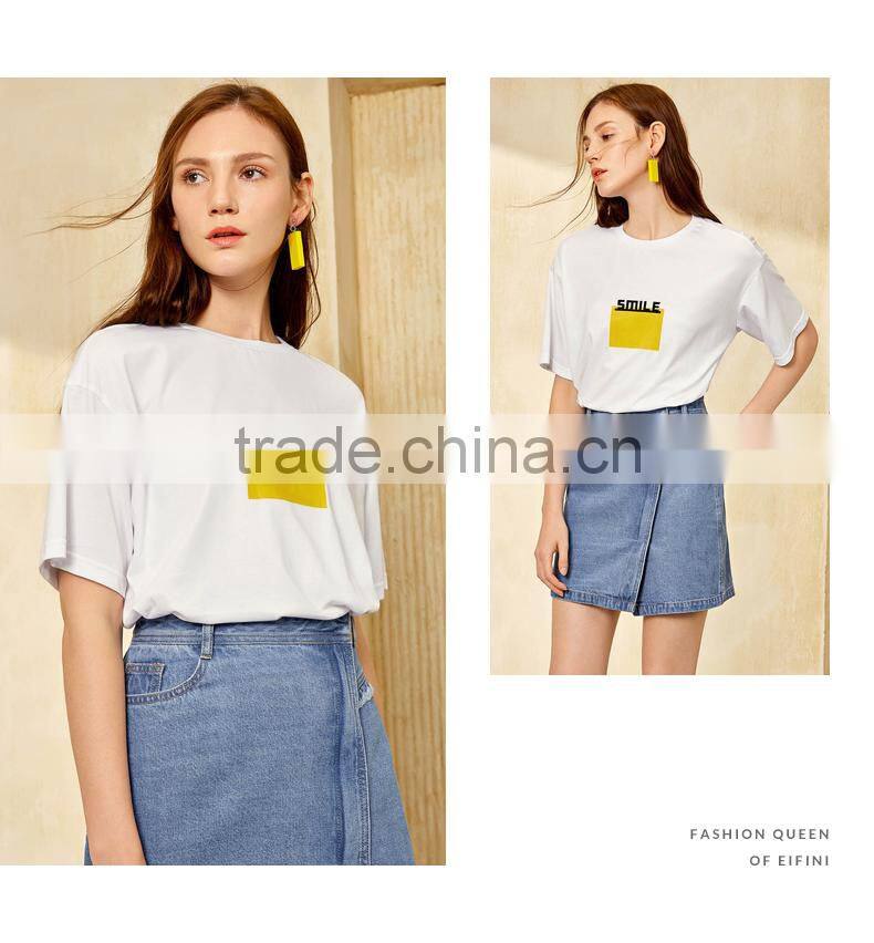 OEM Plain White Woman Fashion Design Custom Printing 100% Cotton Soft Loose Womens t shirt