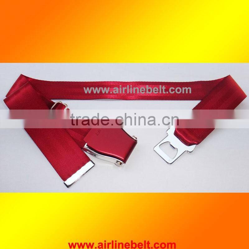 Various colors airplane belt with metal end pieces/Beer bottle opener