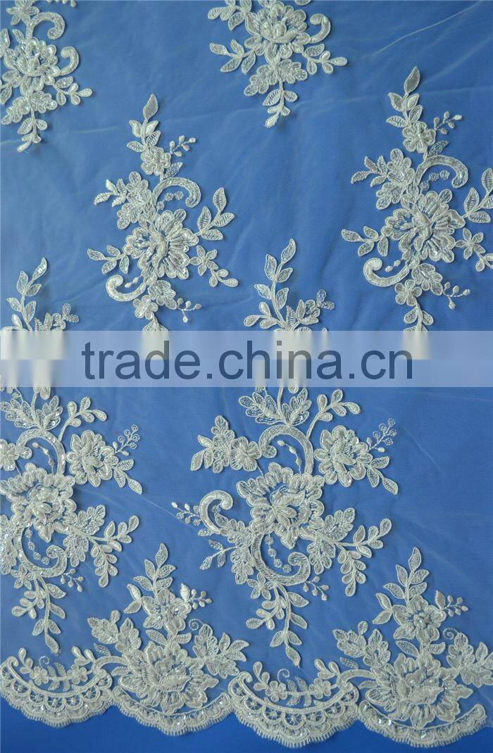 2017 New design beaded swiss voile trustwin dress lace fabric dubai
