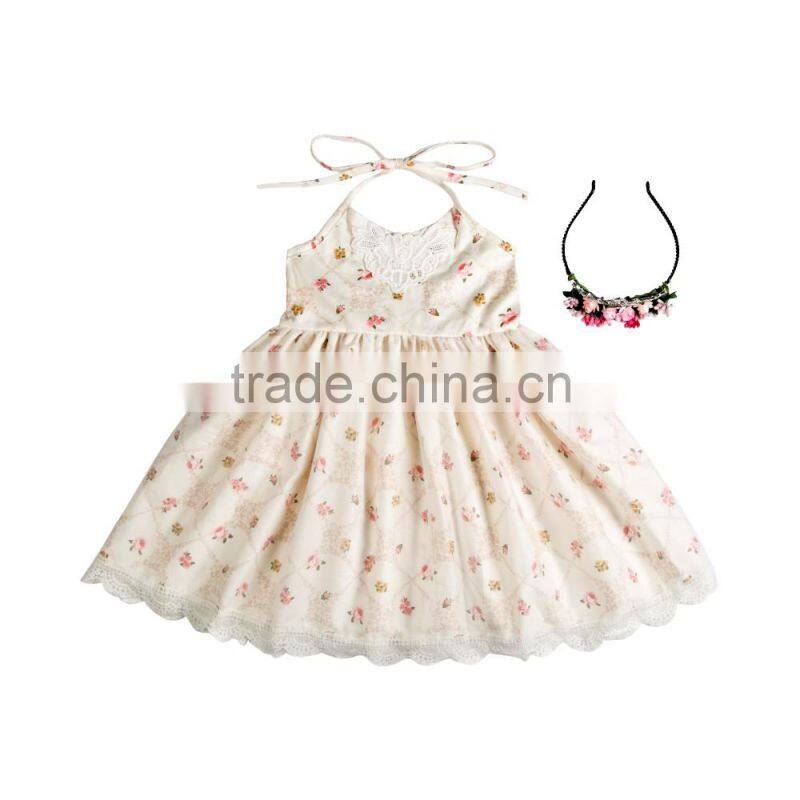 Boutique baby clothing girl spring dress girl flower dress with headband