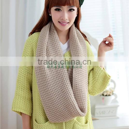 flat machine girls fashion plain color knitted neck warmer scarf