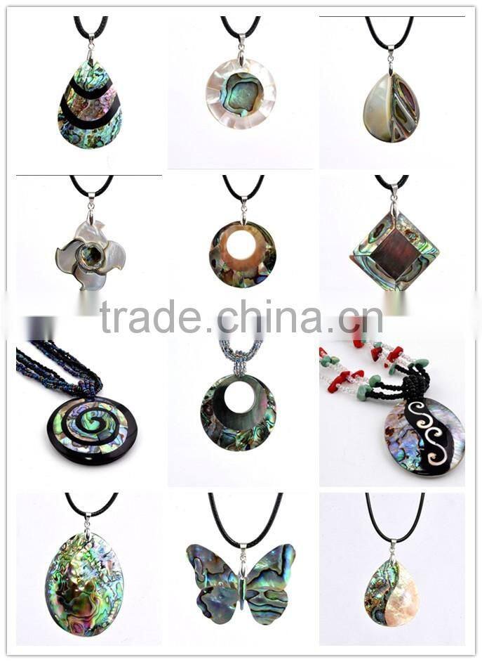 high end handmade stripe sea shell pendant necklace carved abalone shell necklace for engagement return gift