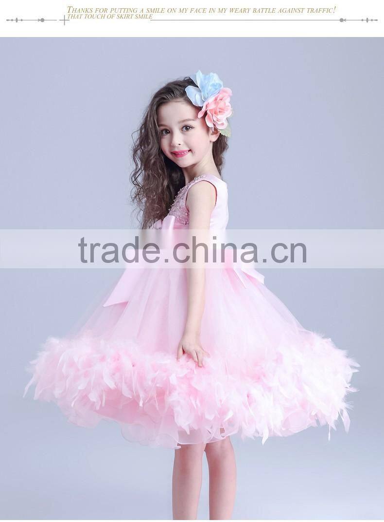 Pink Flowers Girl Dresses With Rhinestone Angel Dress