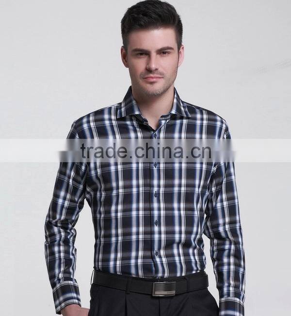 2015 mens long sleeve plaid dress shirts