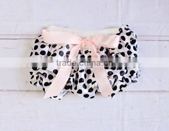 Cute baby cotton bloomer pure color diaper cover with bowknot headband for infants