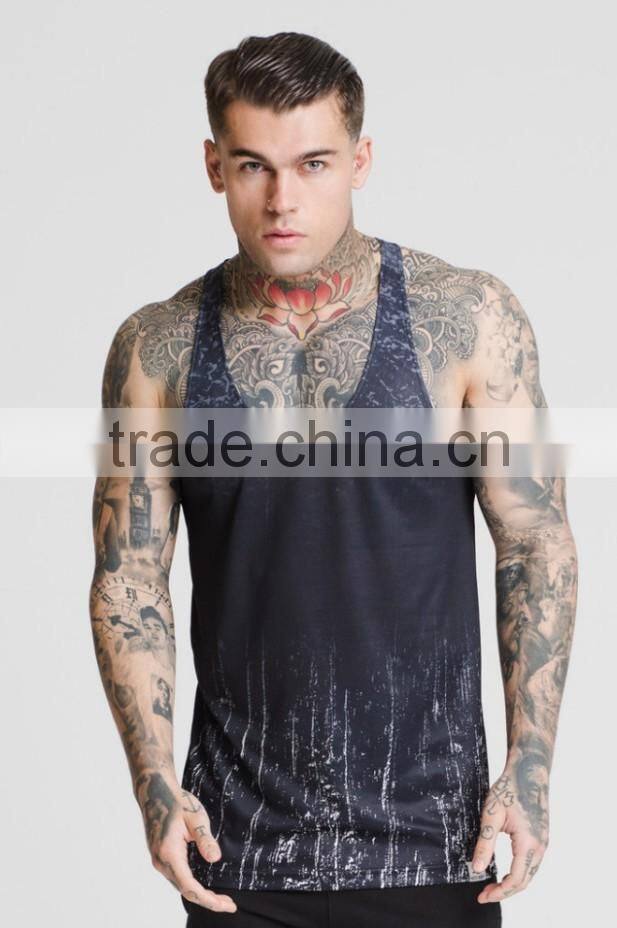 Mens dri fit vest gym fitness stringer vest sublimation muscle vest