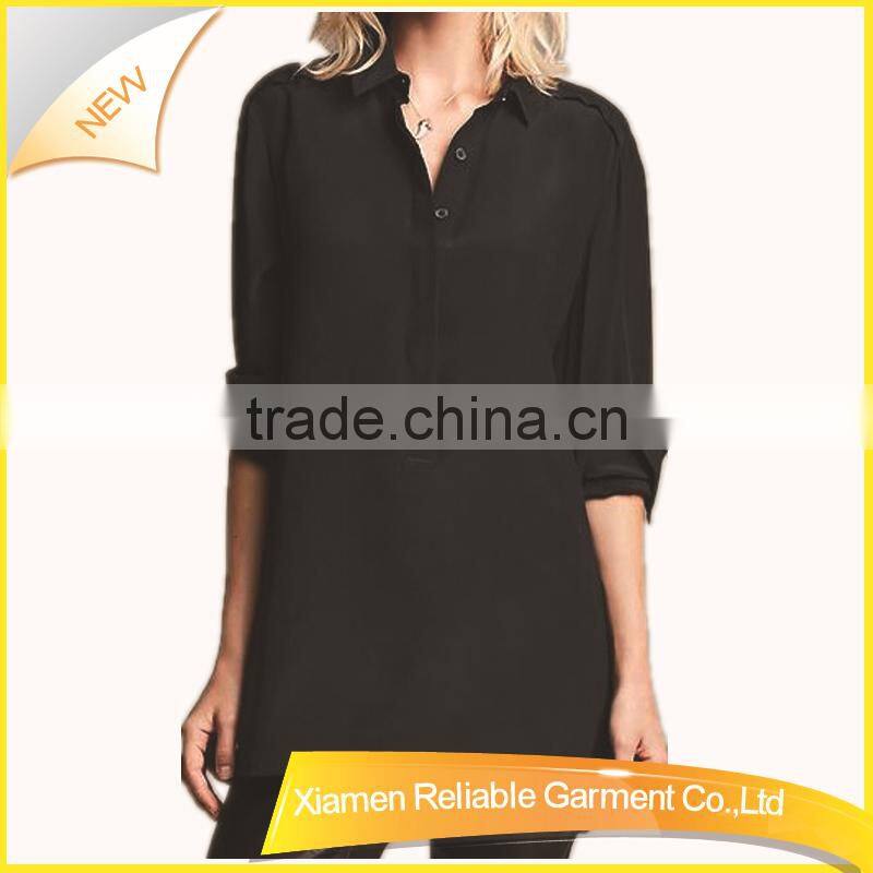 Black cotton fabric formal long sleeve shirt for women