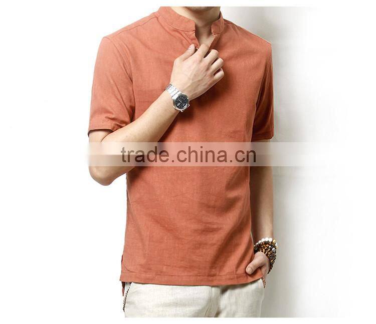 2015 High Quality 100% Cotton button down contrast color men double collar shirt folder