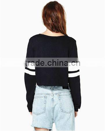 New china supplier for 100%cotton slim cropped women's fit custom matching stripe baseball jersry hoodies