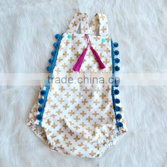 Newborn Baby girl clothes kids boho cross tassels romper