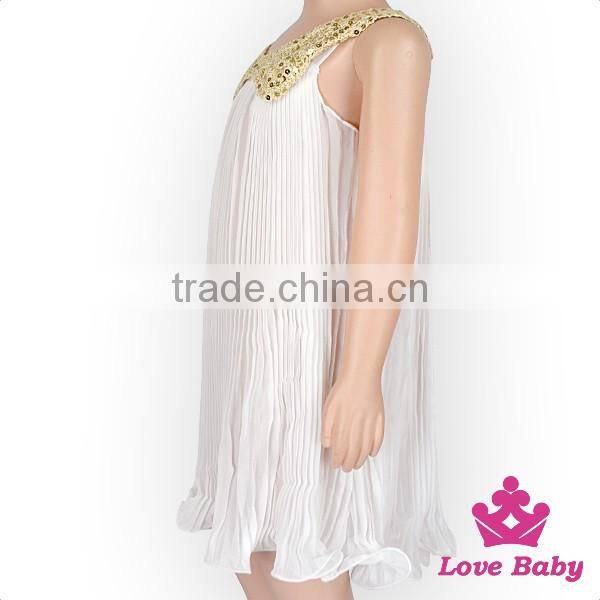 48BQA131 Lovebaby Yiwu Wholesale Baby Clothes Sequin Collar With Red Ruffle Chiffon Girls Frock Designs